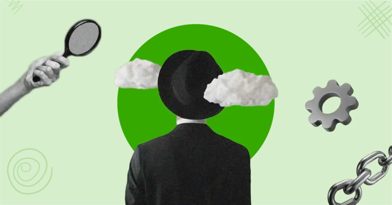 Collage-style image with a person in a black suit and hat, symbolizing black hat seo techniques