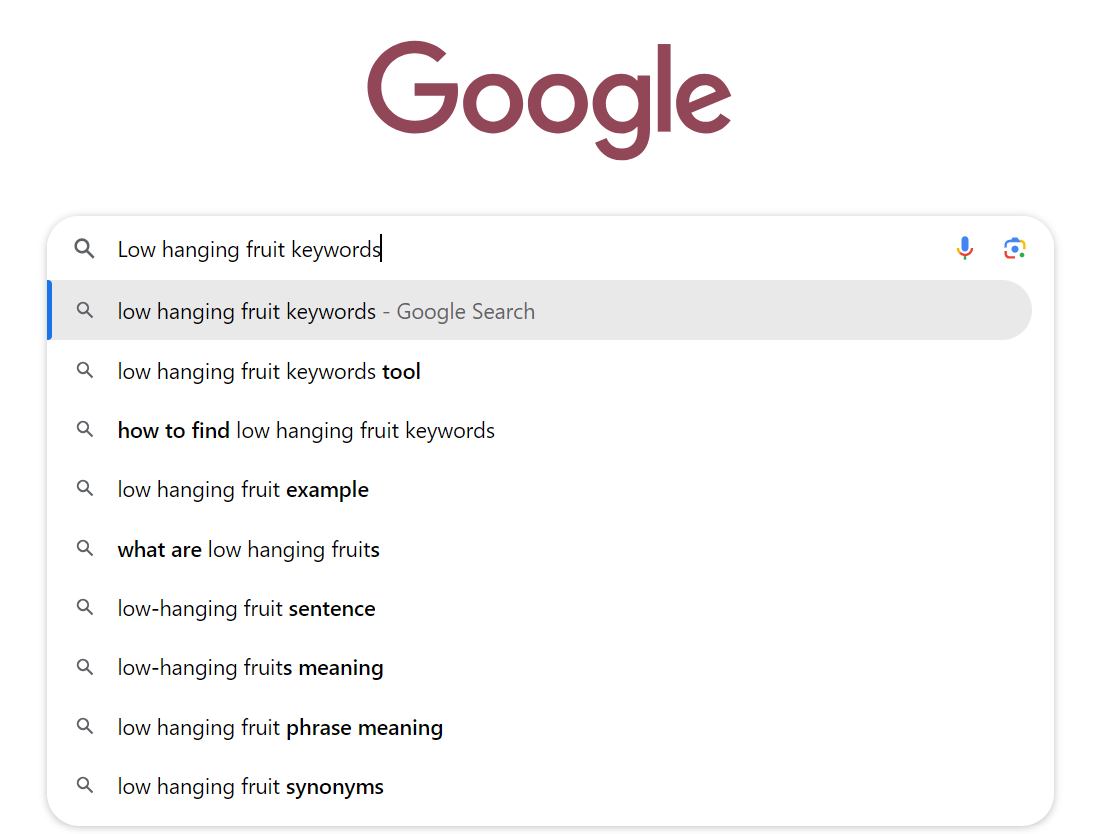 Finding Good Zero Volume Keywords of “Low Hanging Fruit Keywords” Using Google Autocomplete