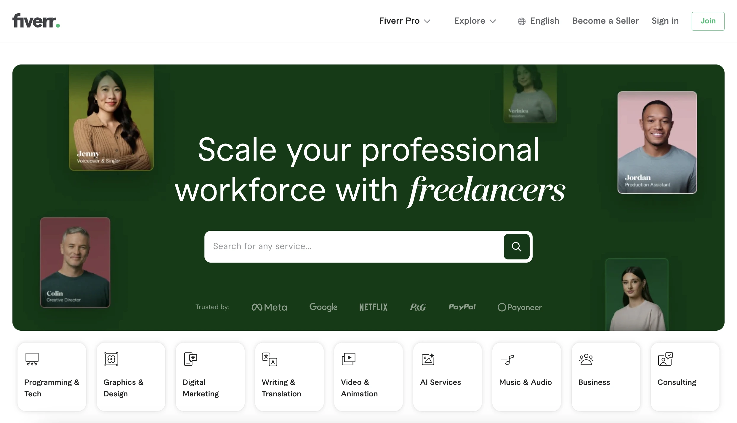 Fiverr to hire freelances