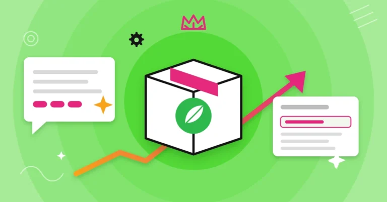 Illustration of a parcel box with a leaf beside AI answer cards citing sources.