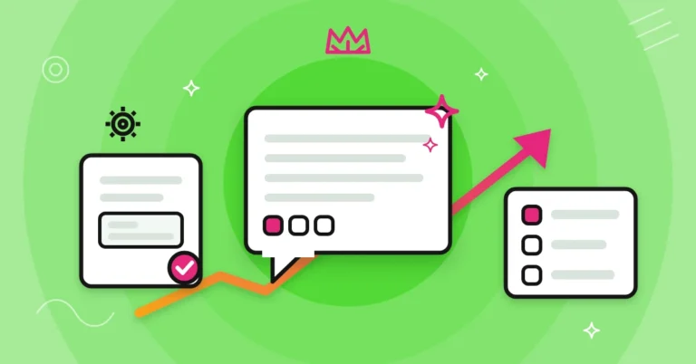 Illustration of generative engine optimization: an AI answer bubble with citation markers, the source document it cites and the shortlist of sources the engine picked